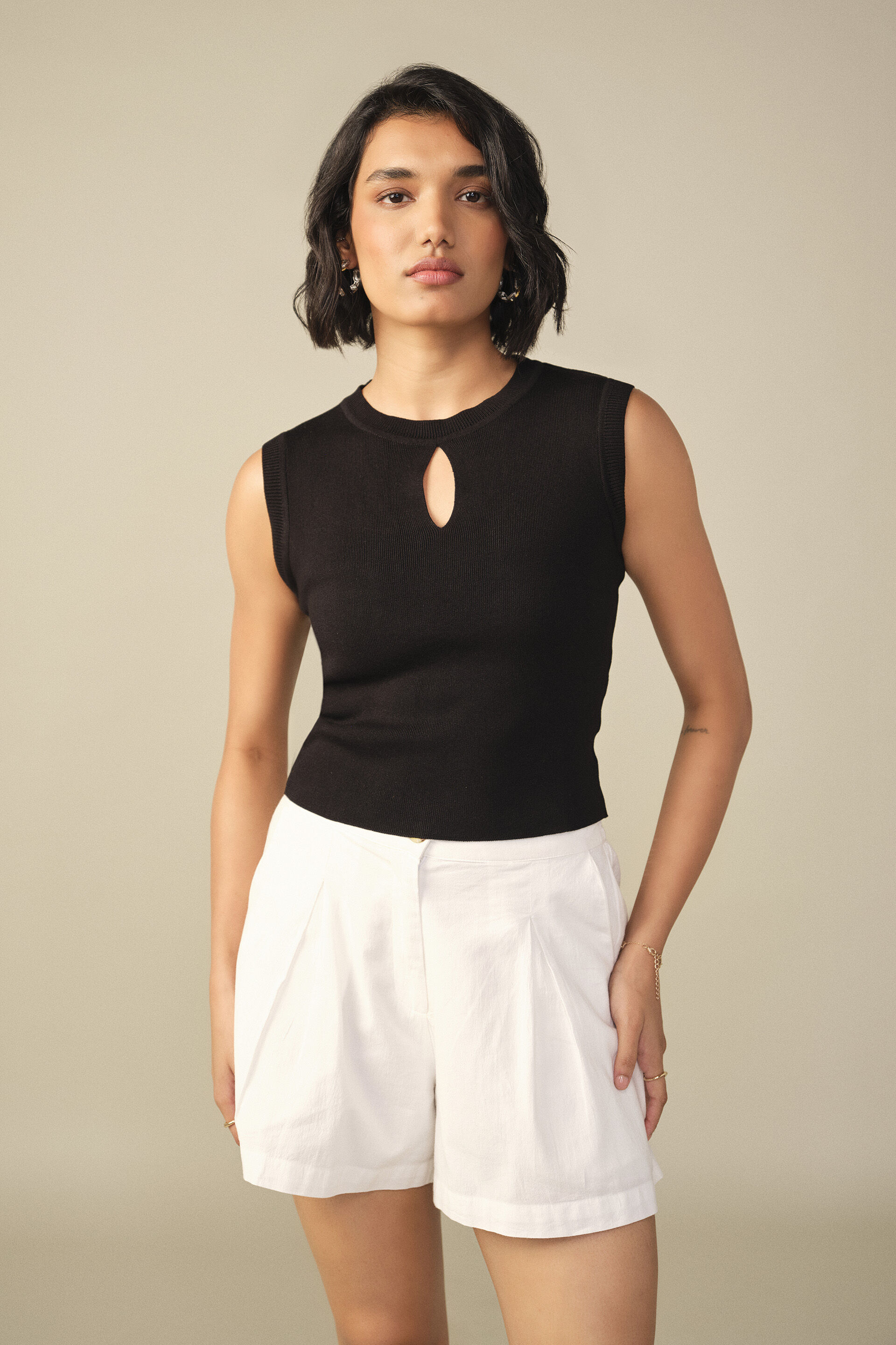 Bodycon Cotton Crop Top in Black